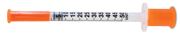 0.5 ml insulin syringe graduated to 50 units